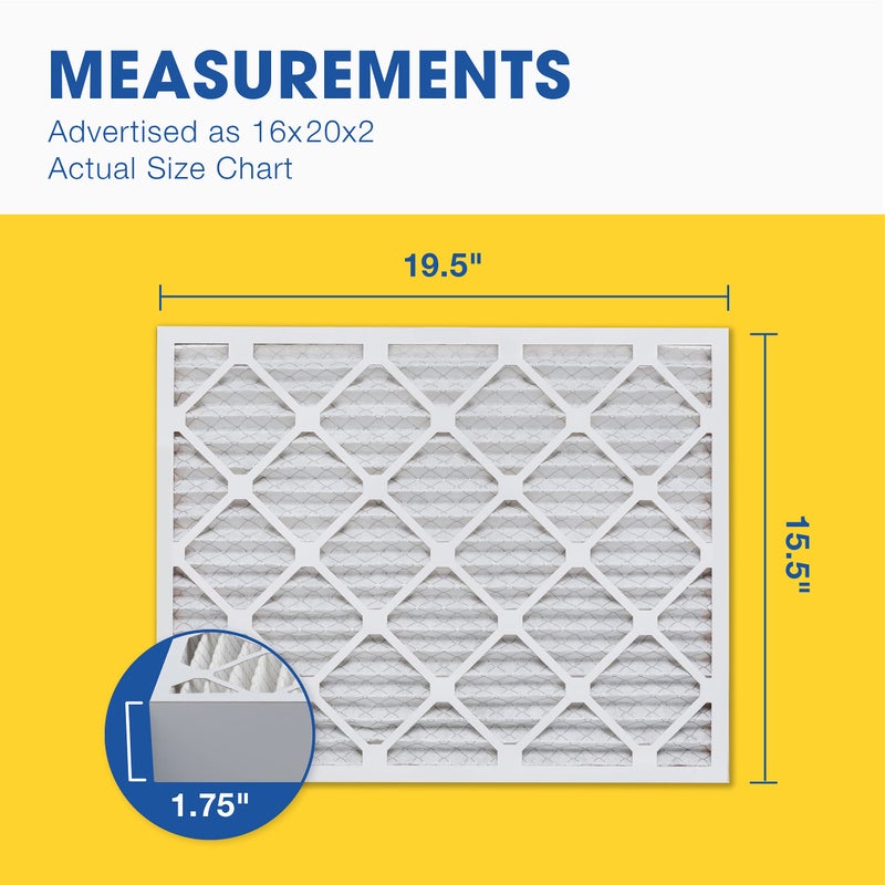 Aerostar 16x20x2 MERV 8 Air Filter, 6 Count, ACTUAL SIZE (15.50 x 19.50 x 1.75 ), HVAC, Air Conditioning & Furnace Filter Captures Dust, Lint & Pollen (MPR 600 / FPR 5) - Image 2